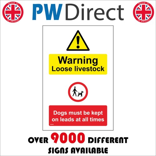 Sign warning loose livestock - loose,