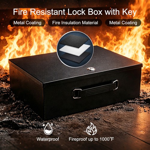 Fireproof safe box with key - fireproof,