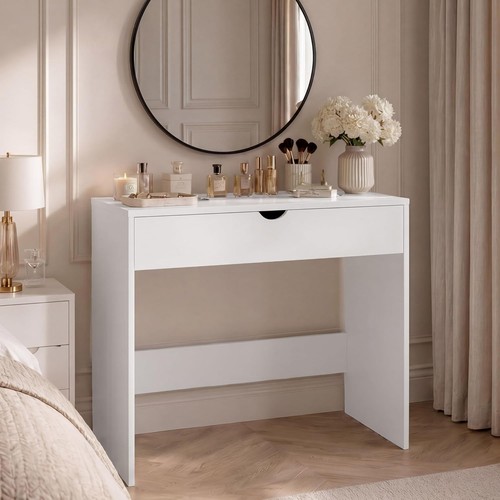 White wooden dressing table - white,
