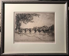 Caroline H Armington - Le Pont Neuf et la Cite, Paris - epreuve d'essai etching