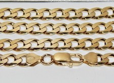9CT YELLOW GOLD ON SILVER 24 INCH SOLID CURB CHAIN 50.3 grams - MEN'S OR LADIES