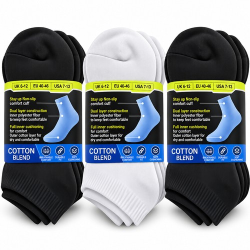 Mens trainer socks black white - mens,
