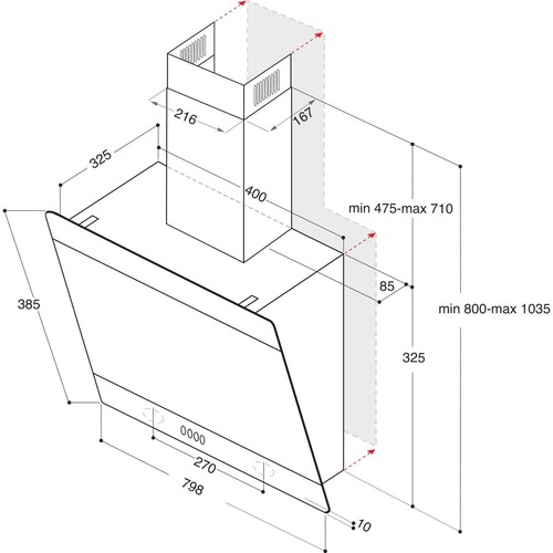Hotpoint 80cm angled chimney - hotpoint,