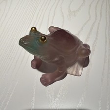 Daum Crystal Pate De Verre Frog w/Gold Eyes Perfect And Adorable!