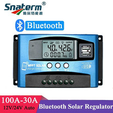 40A 100A MPPT Solar Charge Controller APP Bluetooth LCD Display 12V/24V Dual USB