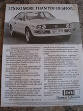 LANCIA THE MOST ITALIAN CAR BETA COUPE RANGE BETA 1300 1977 ADVERT A4 FILE 52