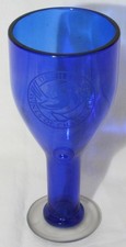 Beautiful Vintage Cobalt Blue Etched Wine Glass Delheim Wines 7" Height