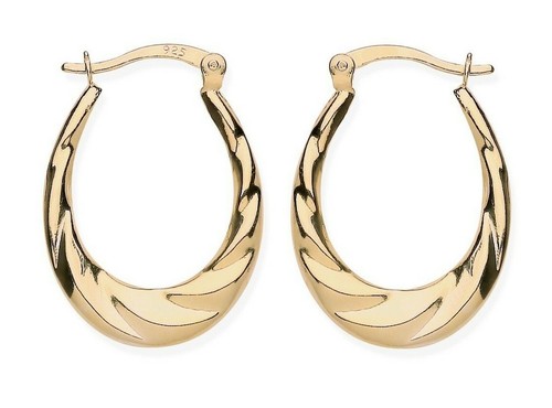 9ct gold silver - oval, creole