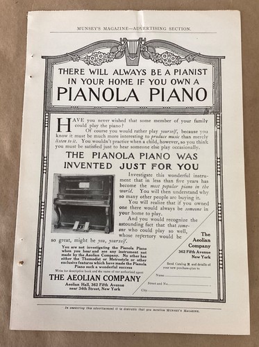 Pianola piano print 1907 - piano,