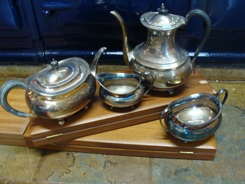 Silver hallmarked four piece - hallmarked,,