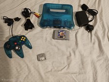 N64 Castlevania 64 Game, Clear Blue Console, Official Memory & Expansion Pak.