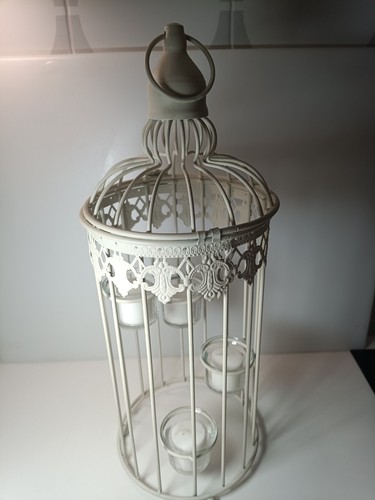 Cream birdcage candle - cream,