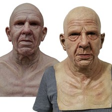 Halloween Simulation Realistic Old Man Mask Latex Cosplay Party Full Face Masks