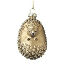 Novelty Hedgehog Bauble, Gold Christmas Decoration, Woodland Christmas Ornament