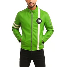 New Ben 10 Alien Swarm Stylish Green Synthetic Leather Jacket Halloween Costume