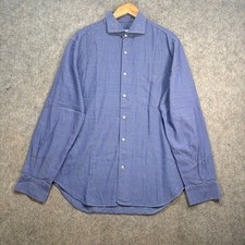 Loro Piana Shirt Mens Size XXL Light Blue Cotton Silk Blend Jersey Long Sleeve