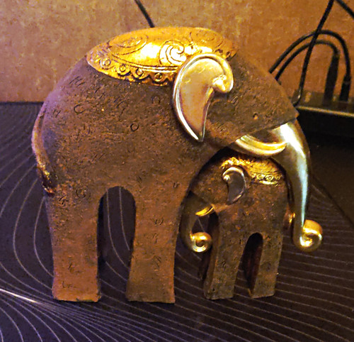 Adult elephant and small calf - small,