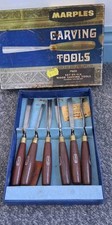 Vintage Set of 6 Marples Wood Carving Tools No. 60A  - Boxed Woodworking Chisels