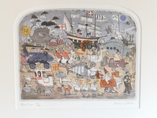 GRAHAM CLARKE SIGNED BLUE MOON HAND COLOURED ETCHING