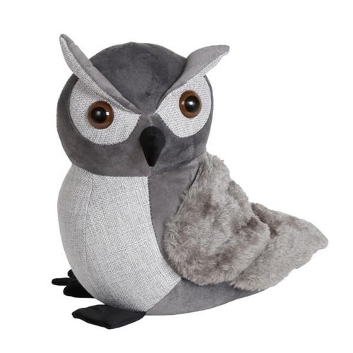 Grey owl door stop - grey, weighted