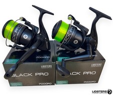 2 NEW LARGE BLACK PRO 70 FD SEA FISHING LIDSTERS BEACH PIER REELS YELLOW LINE 70