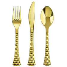 60pc Gold Hammered Plastic