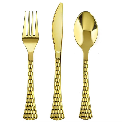 60pc gold hammered plastic - 60pc,