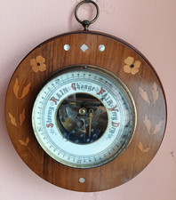 late c19th aneroid barometer inlaid mother pearl quality enamel dial antique
