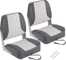 2 Pack Low Back Boat Seats Fold-Down Fishing Boat Chair for Speedboat Canoe Grey