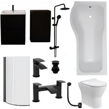 Black Fluted Vanity & Wc