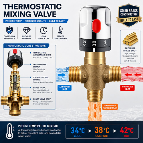 Brass hot cold water mixer - hot,