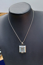 Vintage Ermani Bulatti Silver Tone & Crystal Pendant Necklace Designer Jewel 215