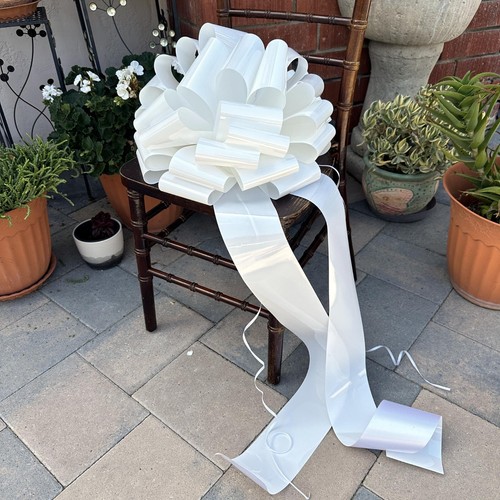 Large white car bow - large,