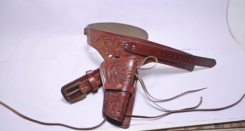 Burgundy western gun holster - gun,