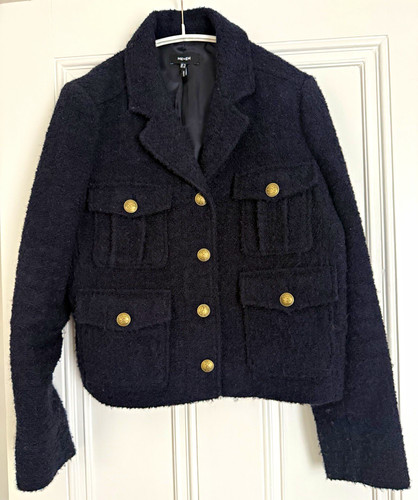 Navy boiled wool short - me+em,