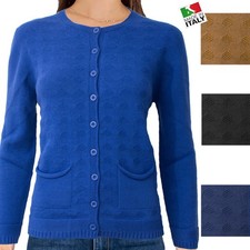 Maglia Donna Aperta Con Bottoncini Invernale Calda Pesante Cardigan Manica Lunga