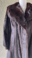 Vintage Bullocks Real Mink Fur Coat Luxurious Brown Fitted Waist S/M Pockets