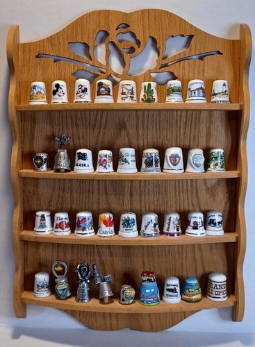 Vtg thimbles wood display - thimbles,
