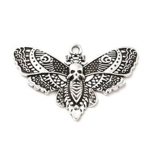 Tibetan Silver Charms Moth Skull Gothic Butterfly Large 43mm x 27mm 10pcs C520