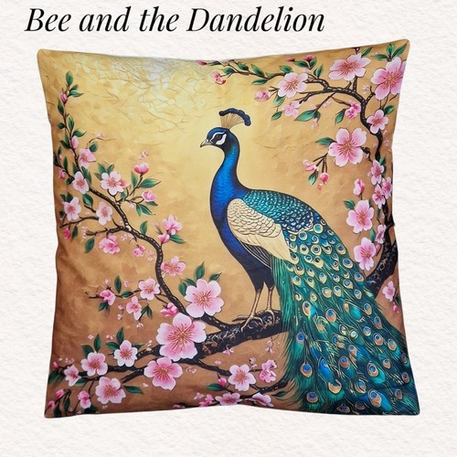 Peacock with orchids golden - with,
