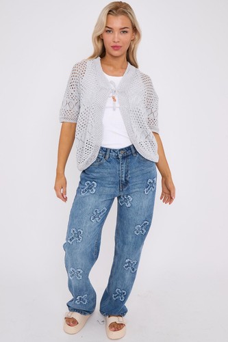 Ladies knitted tie bolero - knitted, up
