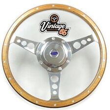 13" Wood Rim Polished Alloy Horn Steering Wheel & Boss Kit For Ford Escort Mk1