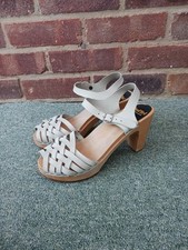 Swedish Hasbeens Shoes UK 6 / 39 New Grey Woven Peep Toe Clog High Heel Sandal