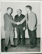 1938 Photo Bill Platt William Stack Coach Malcom Farmer Yale Football Sports 7X9