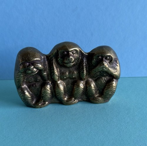 Vintage brass wise monkeys - vintage, 3