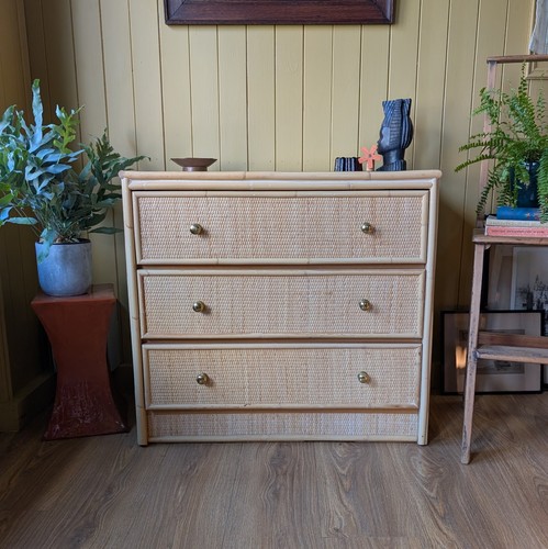 Small mid century bamboo chest - bamboo,