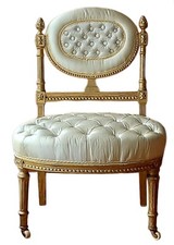 PAIR of 19thC. French Louis XVI style giltwood petite boudoir or slipper chairs