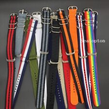 Strong Solid Stripe Army Military Ring Buckle Nato Nylon watchband Watch strap