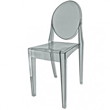 Ghost Style Plastic Victoria Dining Chair | 89cm High | Smoke Grey Plastic Chair