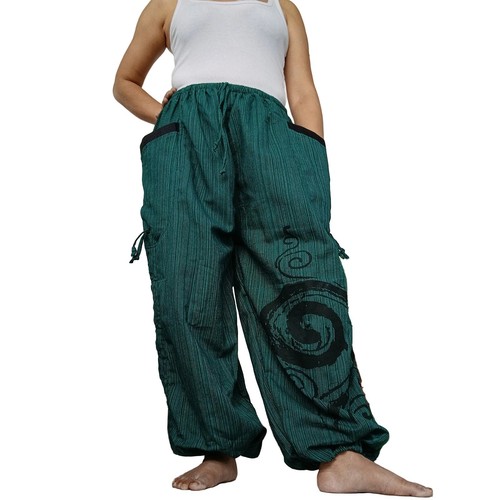 Green harem pants - pants, wide